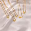 Fashion Initial Pendant Necklace For Women Letter Name Hollow Out Heart Charm Stainless Steel Gold Color Chain Jewelry Gift