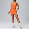 Womens 2-Piece Sport Set With Built-in Bra High-Waisted Tennis Skirt Running Gym Badminton