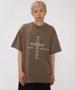 BOUNDARY Cross Line Graphic Semi-Overfit Short Sleeve T-Shirt [Light Brown]