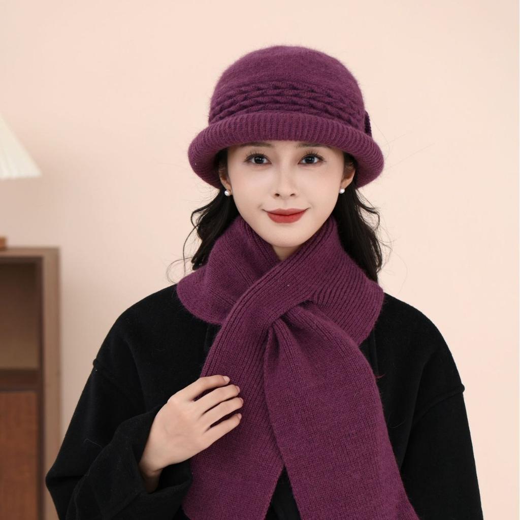 New Winter Pot Hat Rabbit Hair Women Winter Warm Plus Velvet Thickened Wool Knit Hat Fashionable Ear Protection