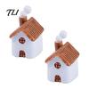 Eco Bottle Landscaping Supplies 2Pcs Mini Chimneyed Cottage Resin Figurines, Rural House Building Ornaments for DIY Micro Landscape Accessories Fairy