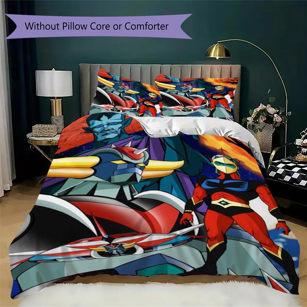 Grendizer Goldorak Pattern Bedding uilt Set uilt Cover Pillowcase Home Decoration Birthday Gift (1 * duvet cover + 2 * pillowcase without core)30
