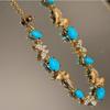 Medieval Retro Blue Pine Kingdee Brushed Point Diamond Butterfly Necklace Bracelet Ring Light Luxury High-End Jewelry