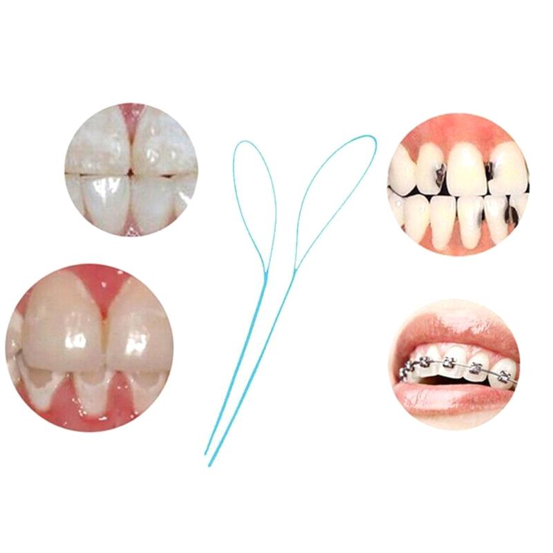 100Pcs Dental Floss Threader Dental Traction Line Oral For Crown Brace Bridge Implant Hoop Threading Braces Steel Traction