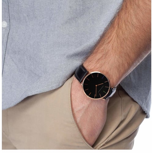 LECKY Men's Hannah Martin Watch, Simple Fashion Casual Business Watch with Japanese Quartz Movement, 40mm Dial, Genuine Leather Band, Unisex