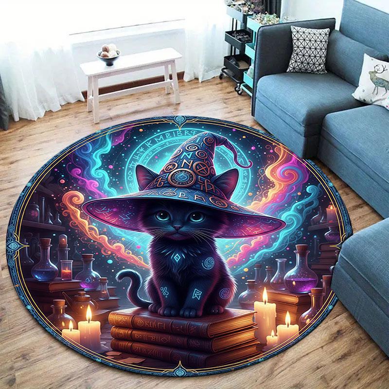 Magical and cute animalsRound Area Rug,Carpet Rug for Living Room Bedroom Sofa Playroom Decor,Non-slip Floor Mat
