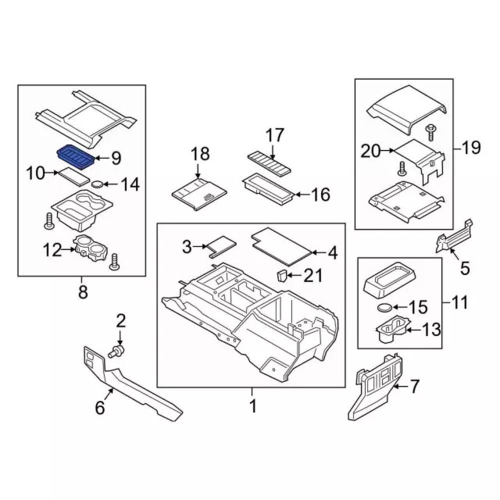 Product For Ford 17-22 Super Duty Upper Center Console Mat HC3Z-25045G34-CA