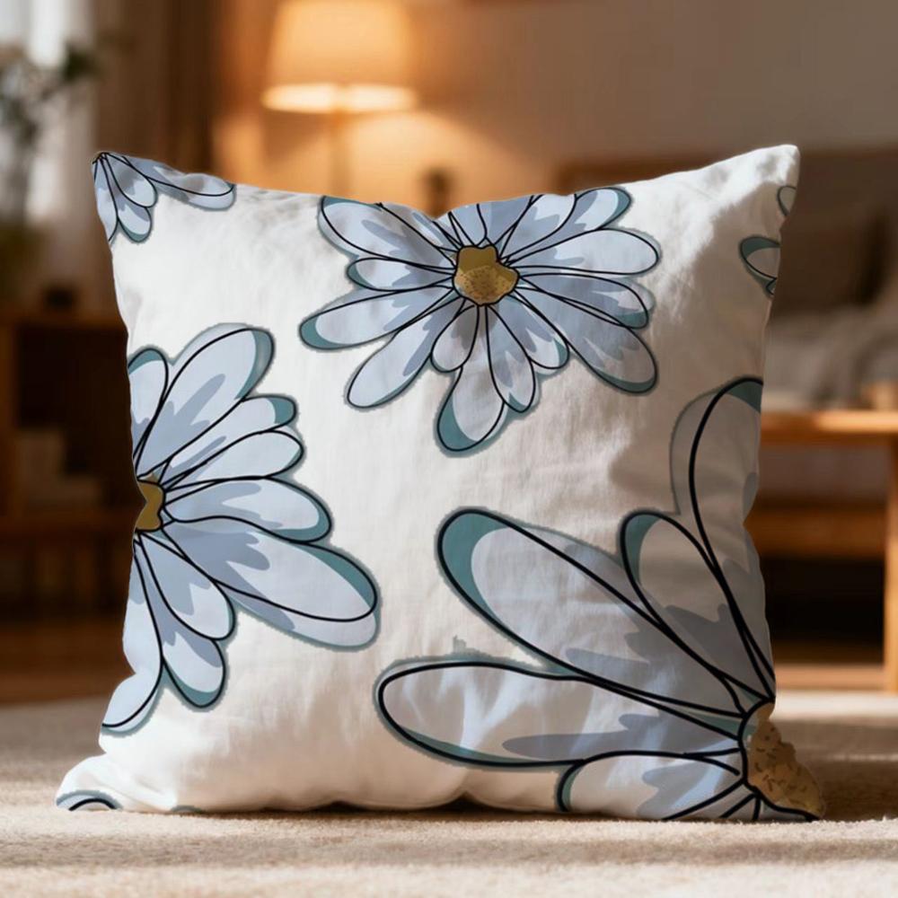 Hot Line Flowers Cushion Cover Soft Washable Pillow Case Multi-Scene for Couch Bed Travel Office Use