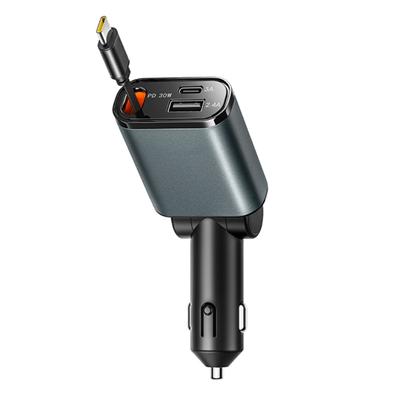 High Speed 45W Retractable Car Chargers USB C Flashing Tiny USB High Speed Car Chargers ABS for Multiple Devices In Car