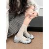Silver French round head light mouth thick heel single shoes 2026 new spring and autumn with skirt height increase soft sole Mary Jane shoes