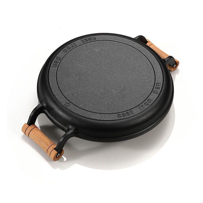 Cast Iron Crepe Pan with Wooden Handle