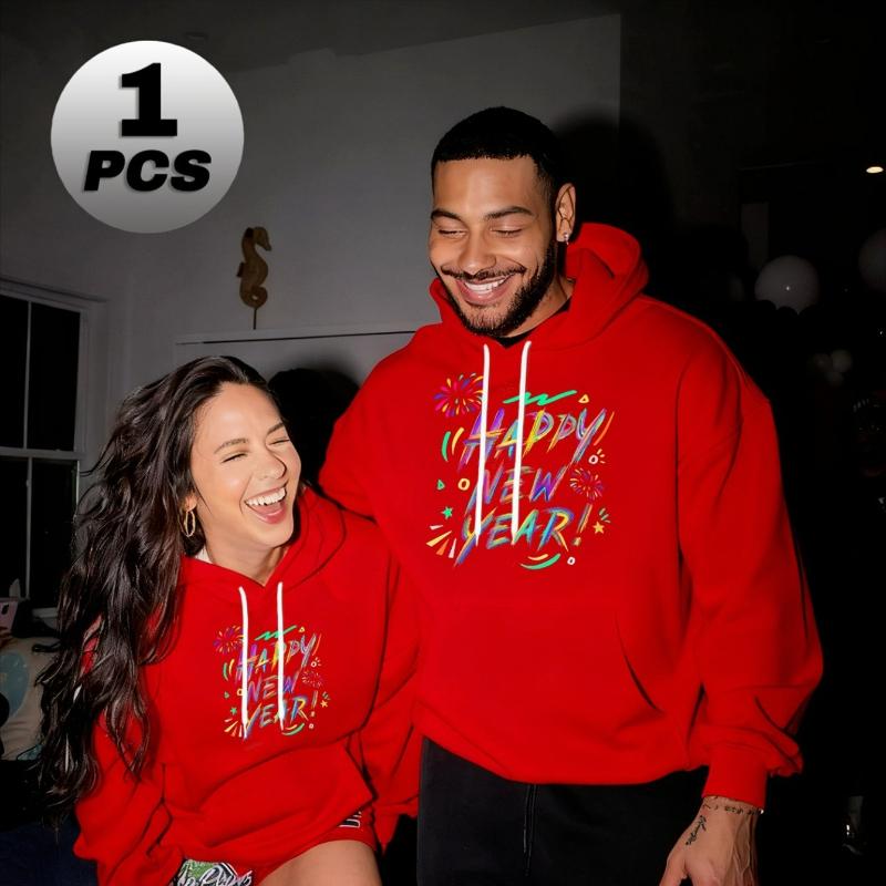 

New Year Lucky Hoodie for Men Women, Coral Red, Slim Fit, Dating Holiday Outfits XXL червоний