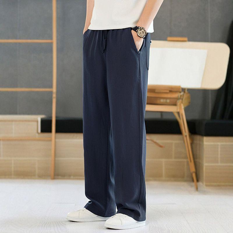 Foreign Trade Export To Domestic Sales Anti-Wrinkle Lyocell Tencel Drape Linen Pants Men's Summer Thin Casual Cotton and Linen Pants