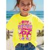 Summer Fashion Girls' Short Sleeved Children T-shirt Number Six Seven Pink Color TV Cartoon Pattern Printed Casual Versatile Top