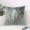 1pc Pillowcase, Gray Feather Decorative Pillow Cover - Made of Soft And Smooth Polyester Short Plush Fabric, Single-Sided Printed Pattern, 45Cm X 45Cm