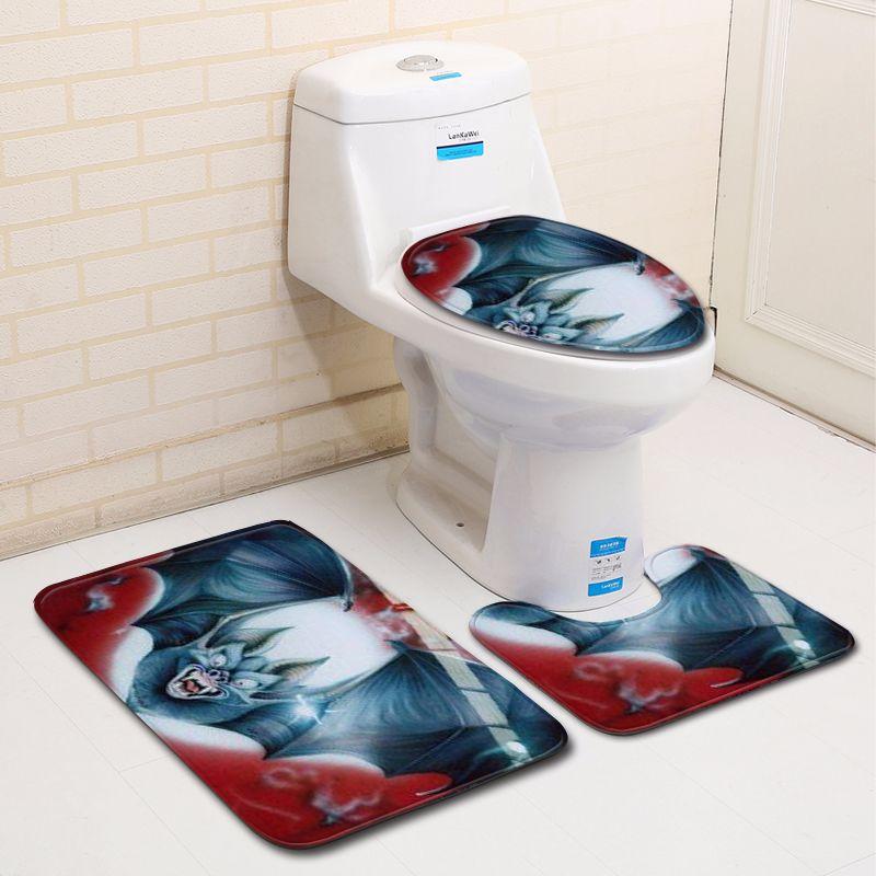 Creative 3D Bathroom Toilet Three-Piece Floor Mat Door Mat Bathroom Carpet