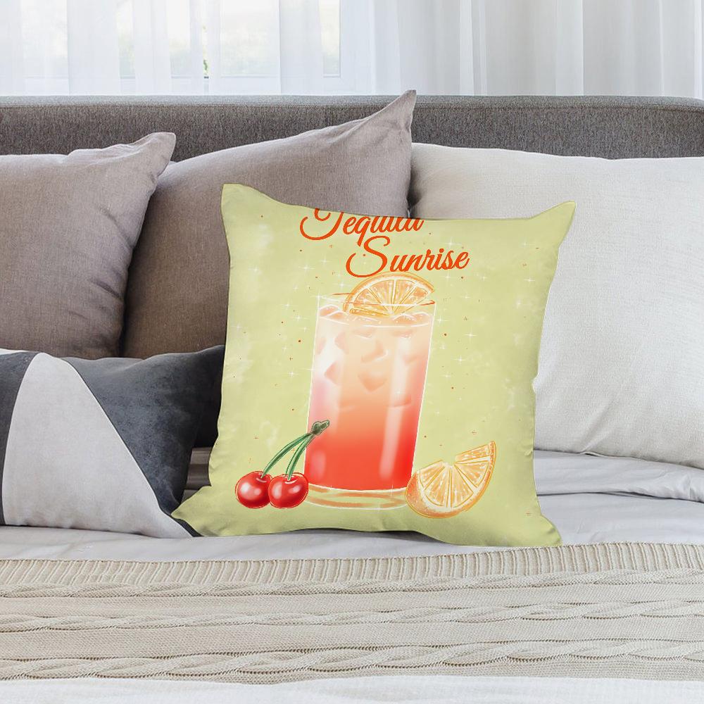 Tequila Sunrise Cocktail Pillow Case Short Plush Pillow Covers Sofa Decorative Gift Home Double-sided Printing Cushion Cover