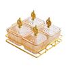 Condiment Tray Serving Platter with Lidded Bowls Divided Snack Dishes Rack Fruit Dessert Organizer