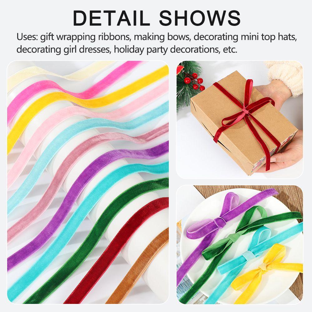 50 Yards 10mm Party-Strauß-Dekoration Geschenke Beflocktes Seidenveloursband Wickelband Verpackungsband
