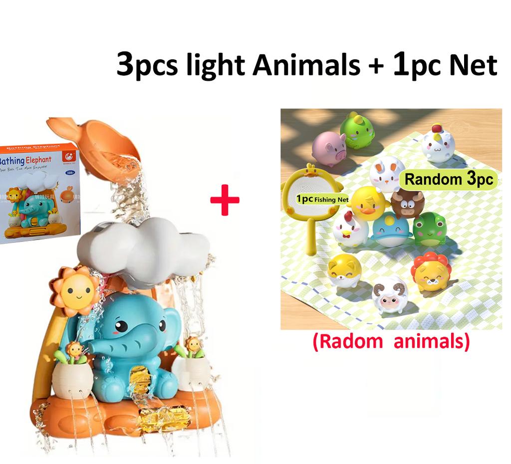 Baby Bath Toys for Kid Bathtub Toy Light Up Floating Squirting Toys Duck Fishing Net Game Toddler Shower Toys Water Pool Toys