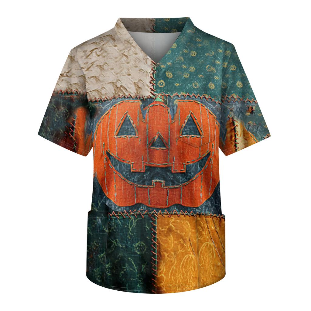 Pánská pracovní halenka s krátkým rukávem a výstřihem do V na hrudi