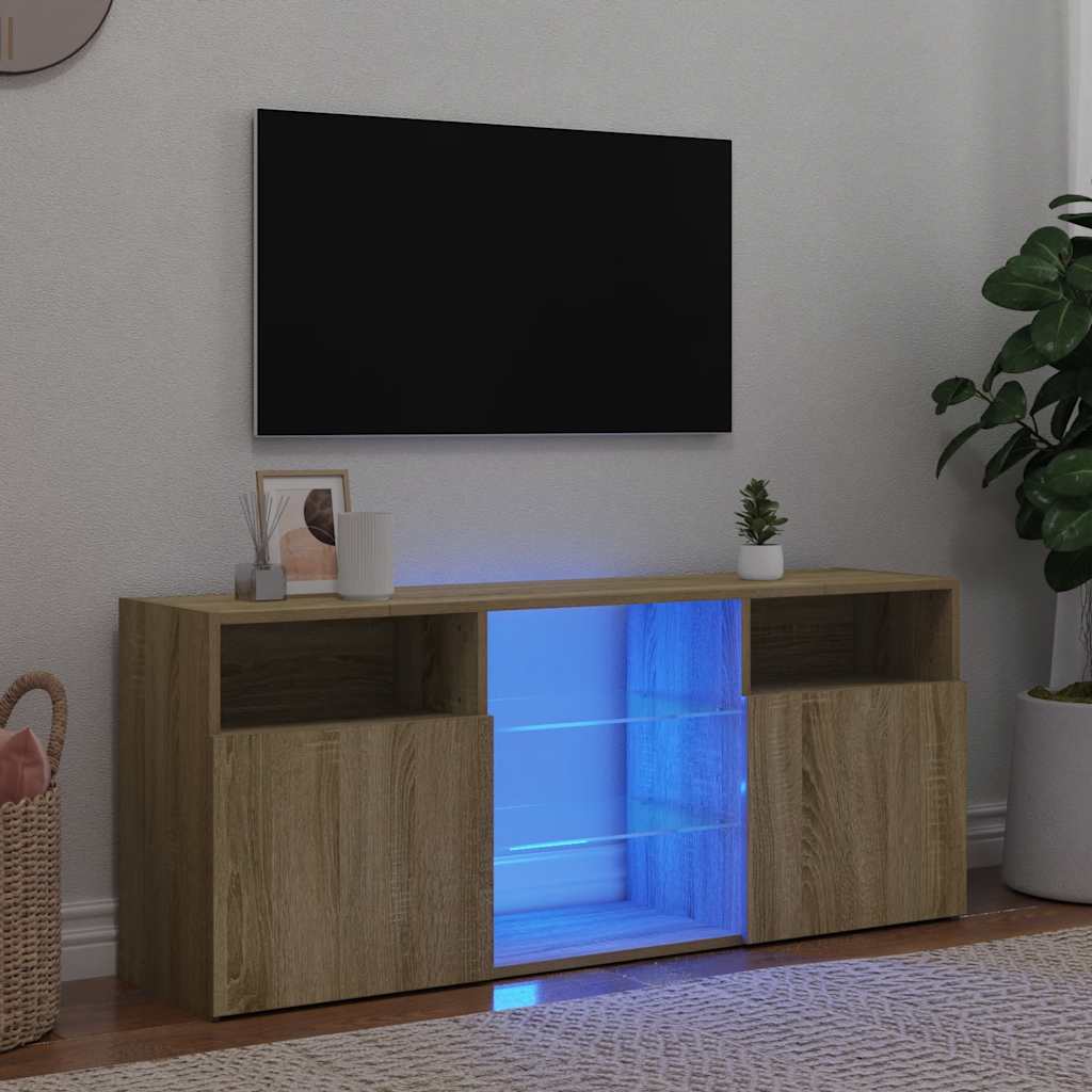 Vidaxl Szafka Tv Z Oświetleniem Led, Dąb Sonoma, 120X30X50 Cm