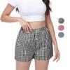 Women’s Short Pants Retro Plaid High Waist Loose Shorts Wide Leg Checkered Bottom Wear Summer Casual Holiday Half Pants
