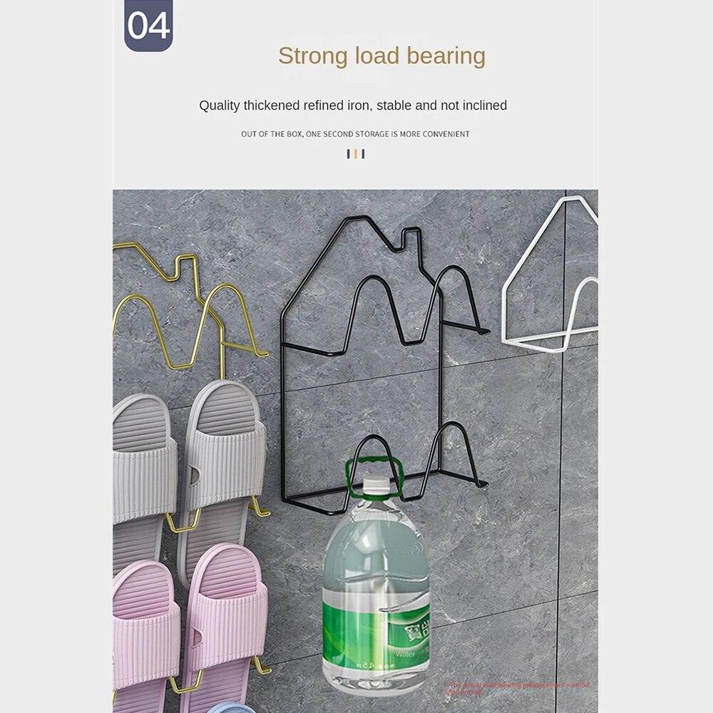Porte-pantoufles de salle de bain auto-adhésif sans poinçon, support mural pour serviettes, gain de place, porte murale de toilette, étagère de rangement pour chaussures de maison