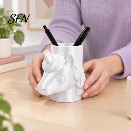 Student Desk Organizer for Girls 3D Printed Unicorn Pen Holder, Large Capacity Desktop Pencils Paintbrushes Fun Stationery Holder School and