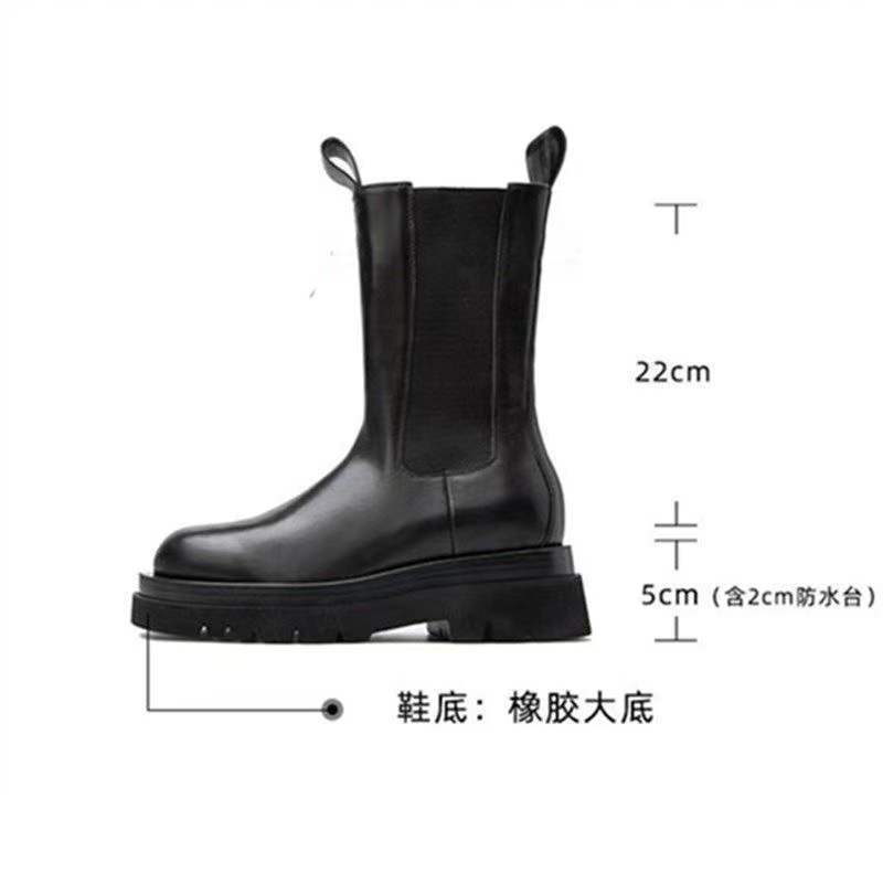 The same Martin boots women's British style spring and autumn single boots locomotive medium tube cigarette boots thick-soled Chelsea short boots