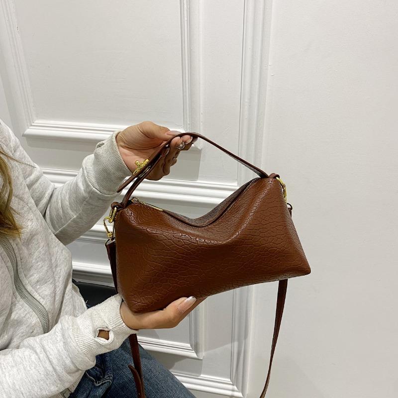 Lychee pattern bag women's new trendy fashion simple soft surface one shoulder crossbody hand carry retro armpit bag