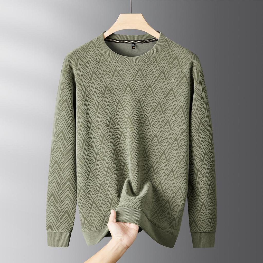 Herr Plus Size Sweatshirt med Fleecefoder och Rund Hals - Höst/Vinter 2025, Tjockt & Varmt, Långärmat.