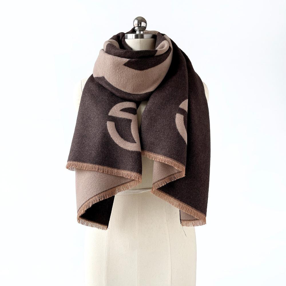 Big-name scarf women's autumn and winter wool shawl light luxury high-end men's scarf shawl thickened warm scarf