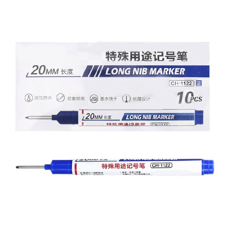 10 Pcs Long Nib Marker Deep Hole Marker Pen Oil-Based Carpenter Marker Waterproof Marking Pen 20mm Deep Reach Marker