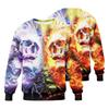 Men's Long Sleeve Neck Sweatshirt with Halloween Print, Casual Loose Fit