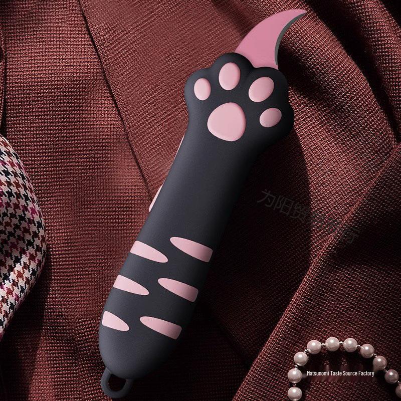 Mini Cuchillo Desempaquetador Portátil de Pata de Gato, Serie Rosa y Negra - Cuchillo de Bolsillo Utilitario, Abrecajas, Cuchillo Duradero para Estudiantes