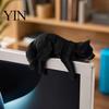 Cat Shelf Decoration Cute Figurine Computer Monitor Decor, 3D Printed Screen TV Topper, Small Kitten Car Dashboard Ornament for Rearview Mirror,