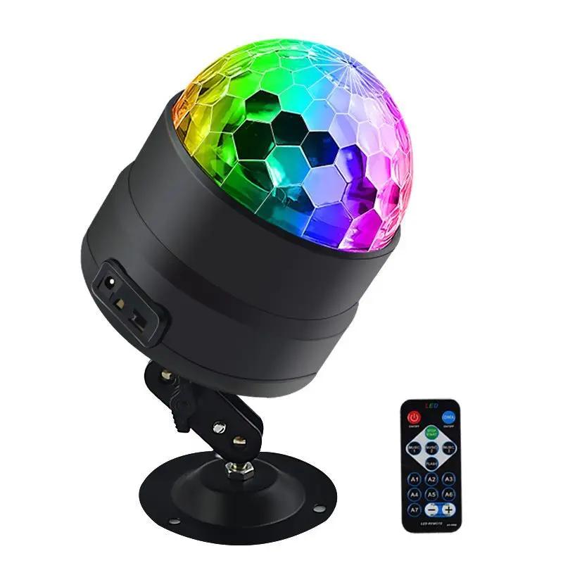 New DJ Voice Control USB Mini LED Stage Light Disco Family Birthday Party Crystal Small Magic Ball Light KTV Atmosphere Light