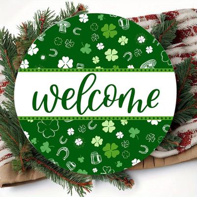2D Plat 20cm joyeuse Saint-Patrick panneau de bienvenue Décoration Murale en Bois - ballon voiture Pendentif en Bois Vacances Universelles, Décoration de Maison, Bienvenue