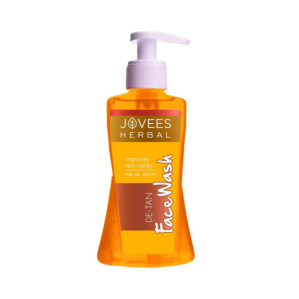 Jovees Herbal Detan Face Wash 300ml Gentle Cleanser For Tan Removal Glowing Even Tone Hydration Brightening Clear Skin For All Skin Types