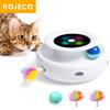 ROJECO 2-in-1 Smart-Katzenspielzeug, automatisches Feder-Spaßball-Spielzeugset für Katzen und Hunde, 5 Modi, elektronisches interaktives Haustierspielzeug-Zubehör