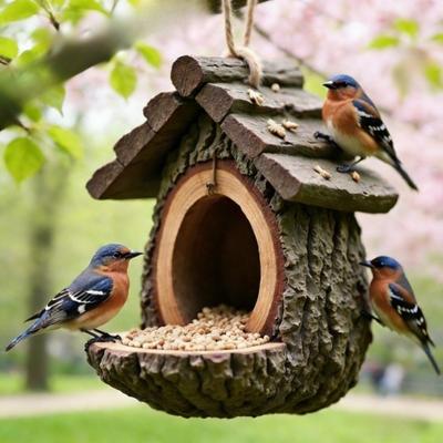 Resin Hummingbird Feeder Weather-Resistant Lifelike Hanging Wild Bird Feeder Decorative Natural Look Wildlife Habitat Backyard