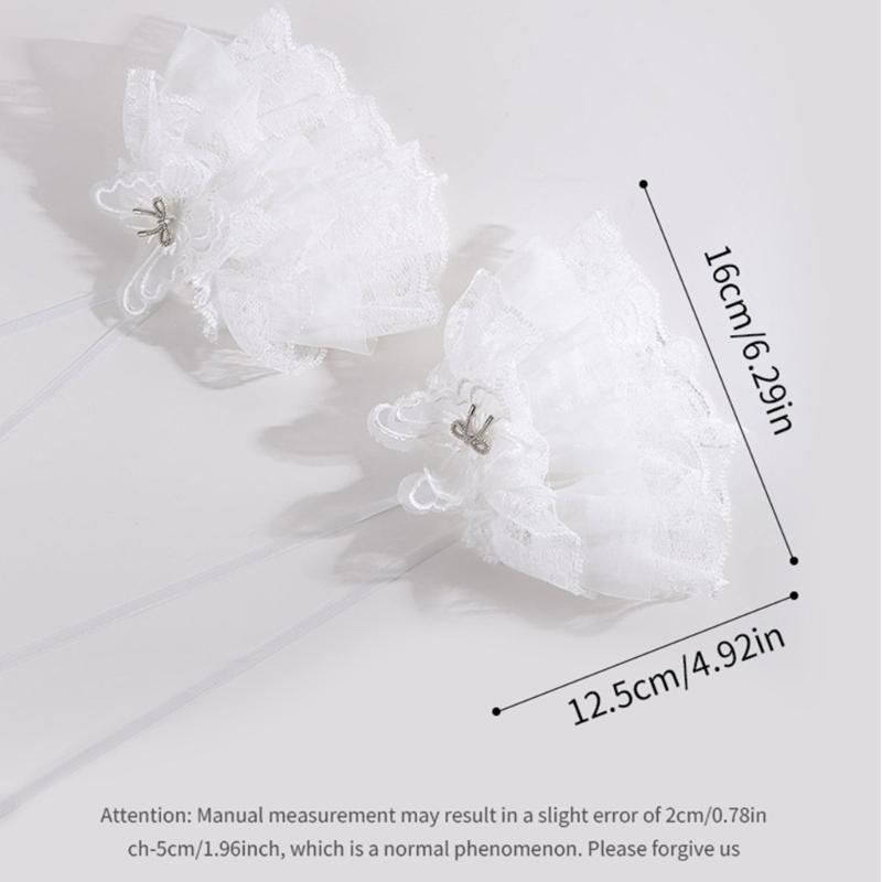 Lolitas Lace Gloves Layer Ruffle Hand Sleeves Elastic Bracelet for Halloween,Wedding,Party,Masquerade,Nightclub