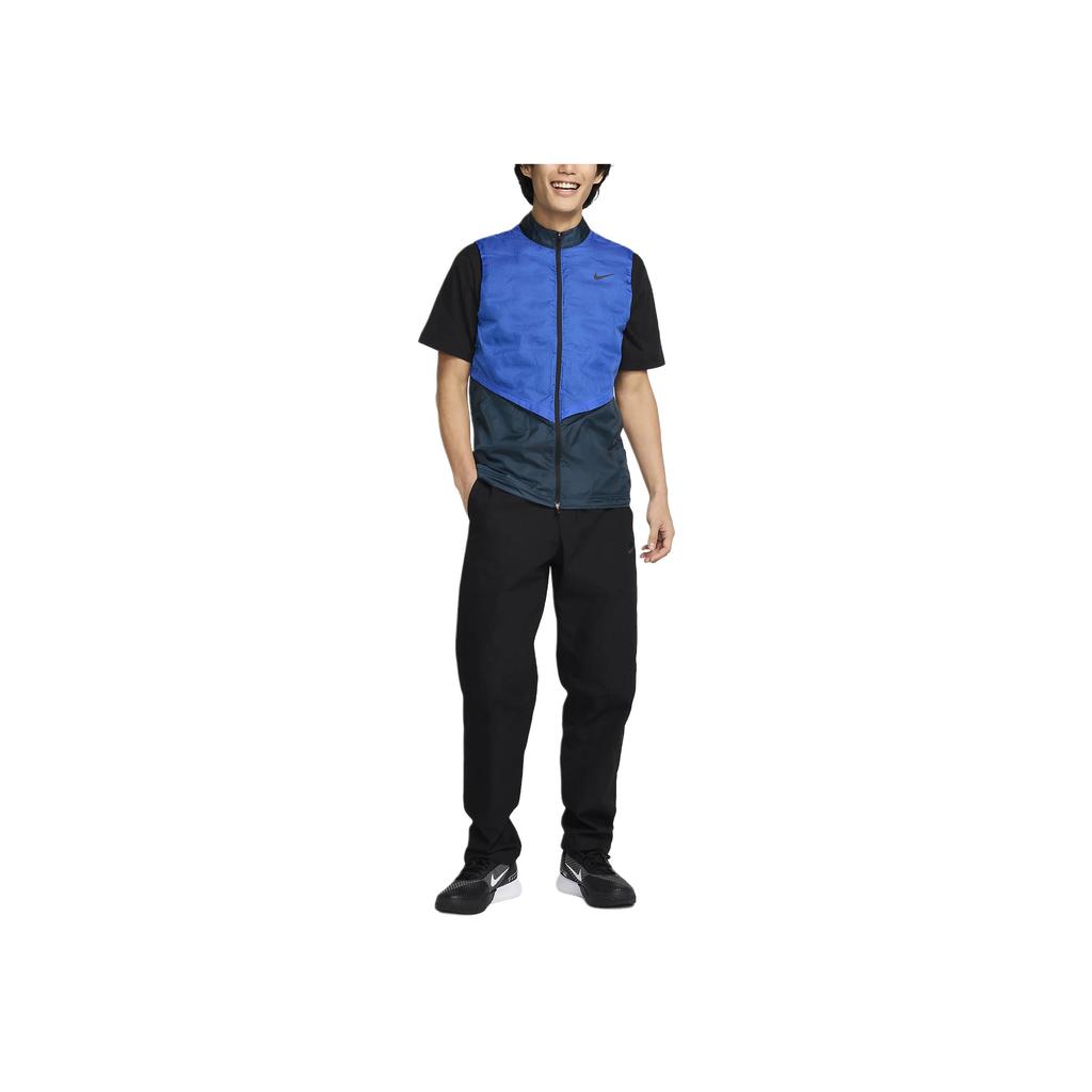 Nike Color Block Logo Print Round Neck Zipper Down Vest Men vest Blue Black FQ0448-478