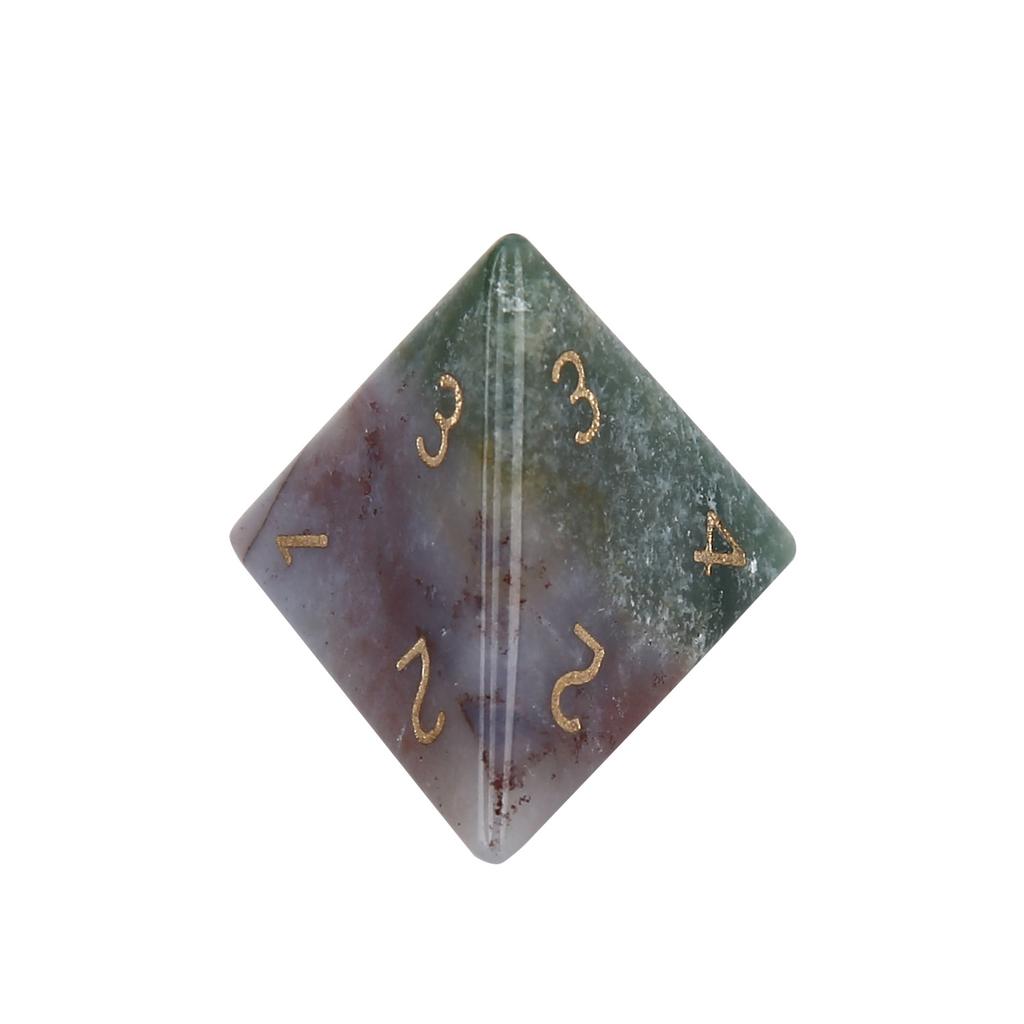 Natural Indian Agate Z01 Numbered Dice Set, DND TRPG Premium Collectible Colorful Gemstone Dice