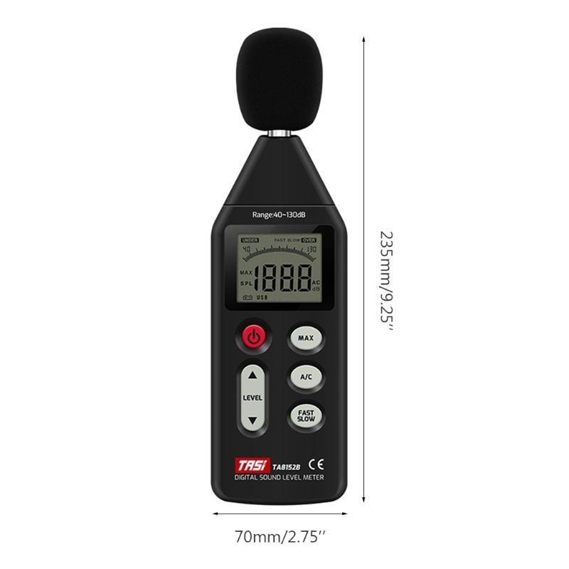 652F LCD Dezibelmeter Schallpegelmesser 40-130dB Handheld Schallpegelmesser Alarm Digitales Lärmmessgerät Dezibel Monitor Test