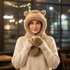 Thickened Winter Integrated Cap Scarf Soft Plush Plush Hat Scarf Set  Winter Season