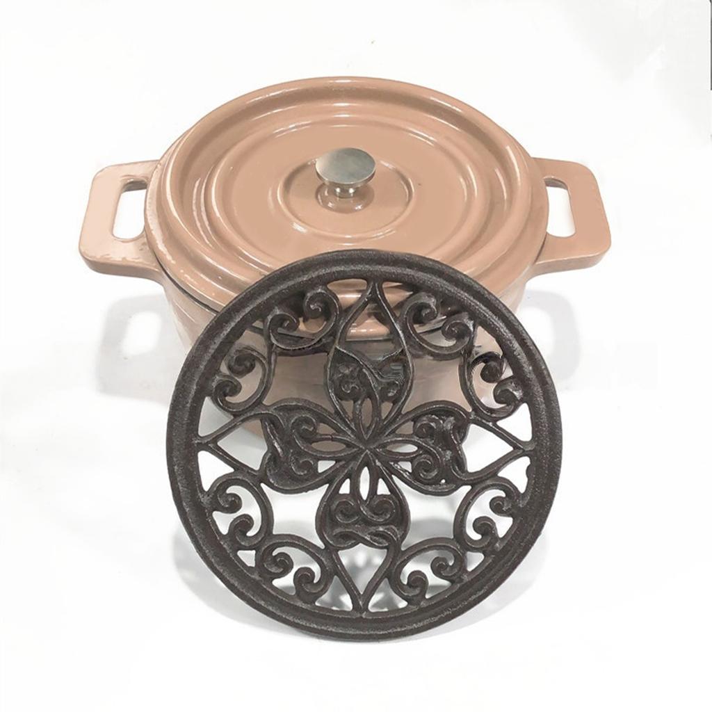 Gjutjärnsunderlägg för varma rätter och kastruller Använd Blomstermönster Värmeisolerande Underlägg för Matbord Köksdekoration