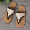 Korean version 2025 summer new pinch foot cool slippers flat-bottomed canvas niche retro versatile toe flip-flops shoes women