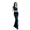Temperament Single Shoulder Fishtail Dress Women's Waist and Thin Long Bow Design Banquet Evening Dress Celebrity Long Dress